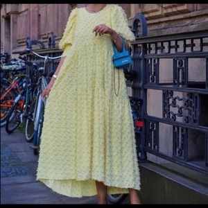 zara yellow unique long dress